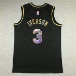 Maillot de Basket #3 Iverson 76ers Diamond Edition Noir Gold